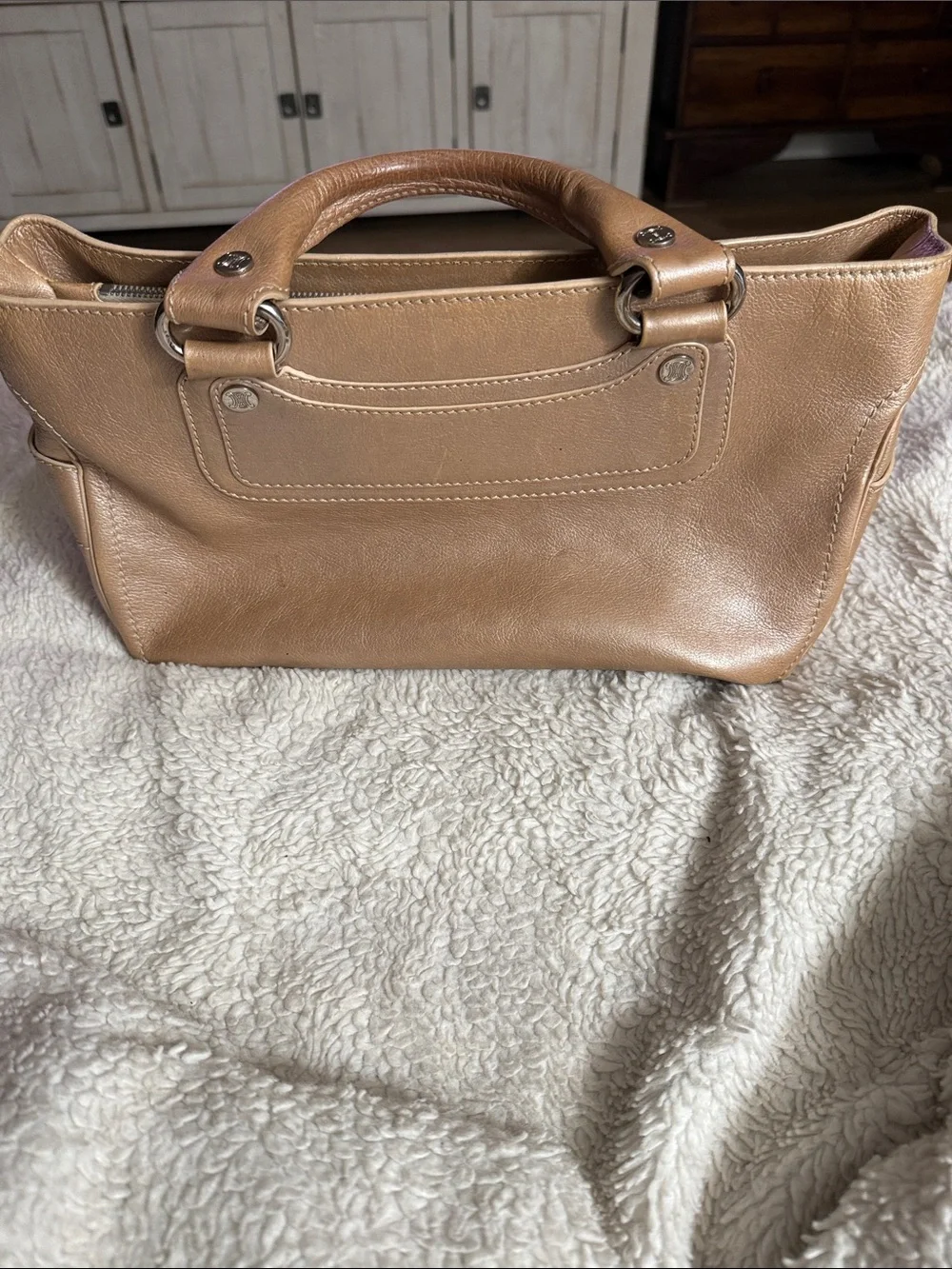 Celine Genuine Leather Top-Handle Women’s Bag in Light Brown